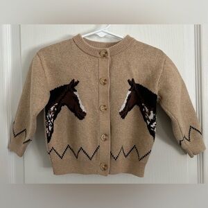 Old Navy 2T Viral Brown Horse Cotton Slouchy Knit Cardigan Sweater Old Money